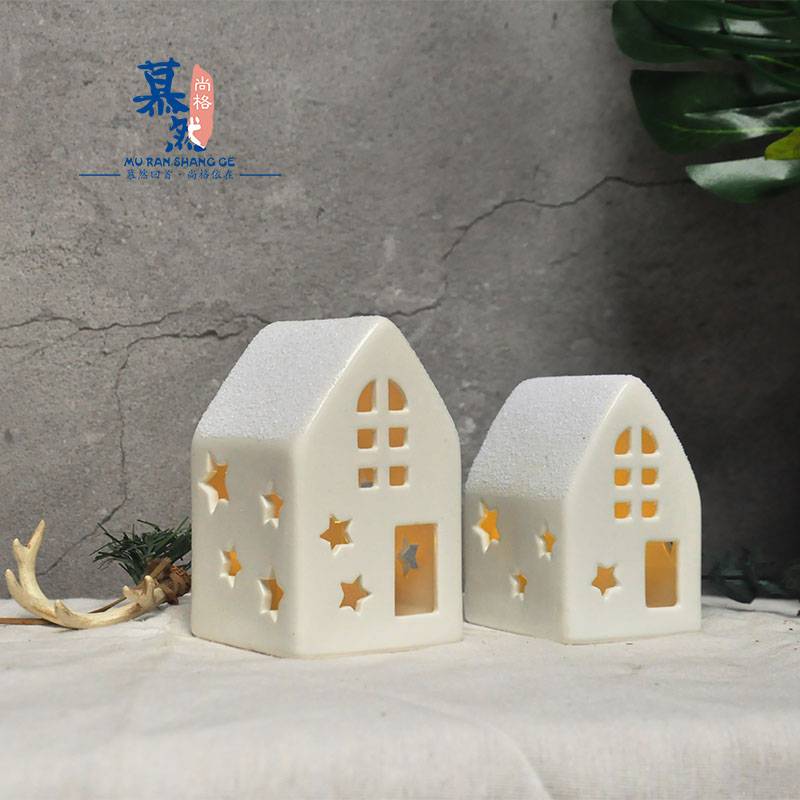 High -temperature ceramic house candlestick decoration festival