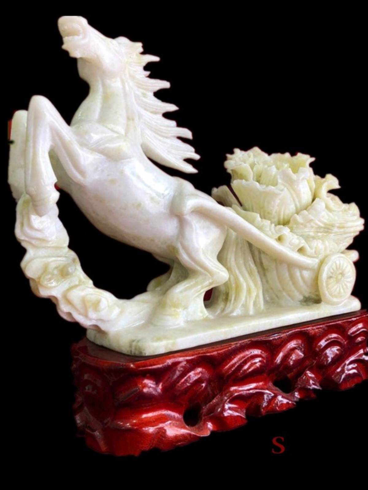 Natural Spring Jade Mara cabbage ornaments home Porch living room wine cabinet office desktop handicraft gift decoration