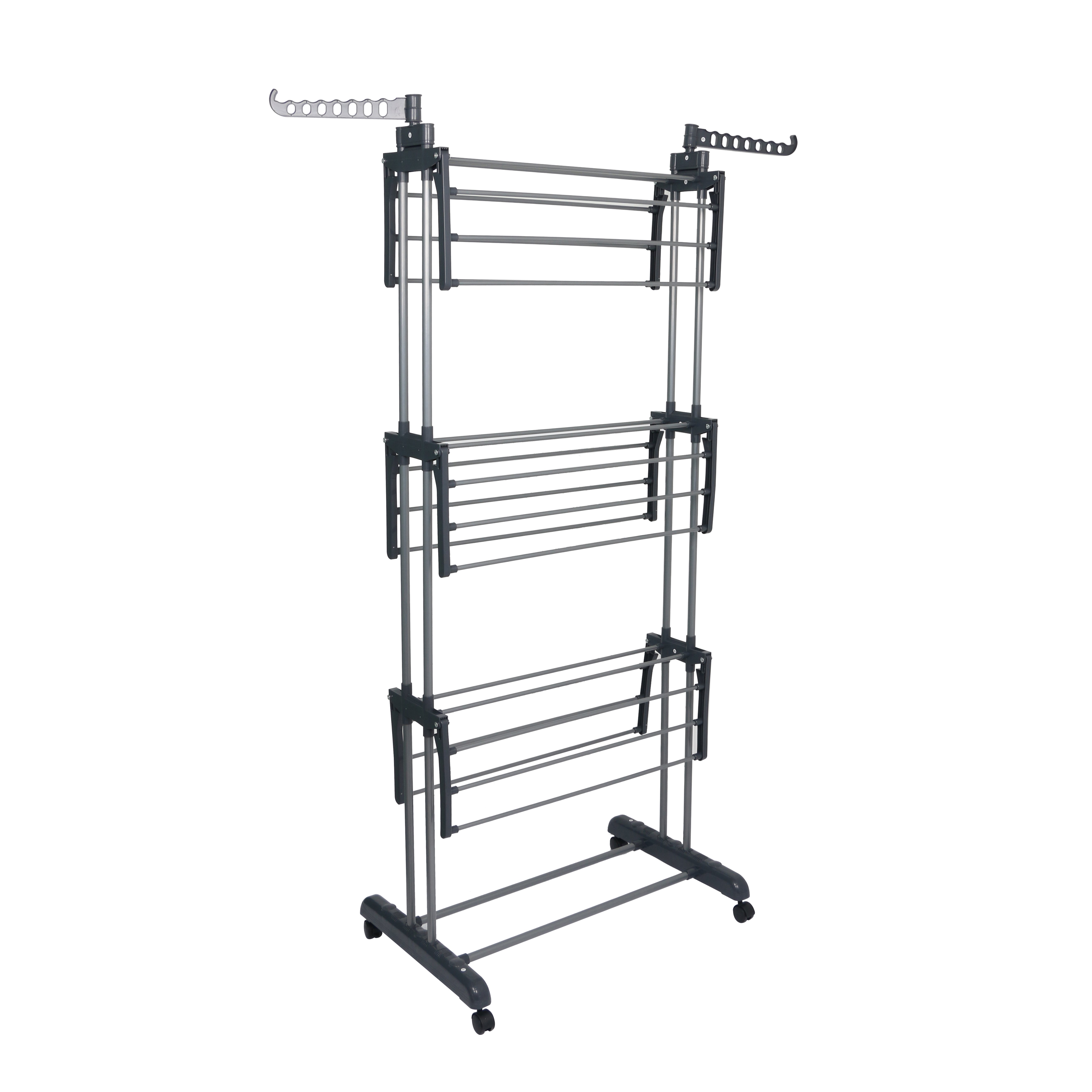 Cheap Moveable 4-Tier Cloth Drying Rack Foldable Metal Cloth Airer Clothes Dryer Rack