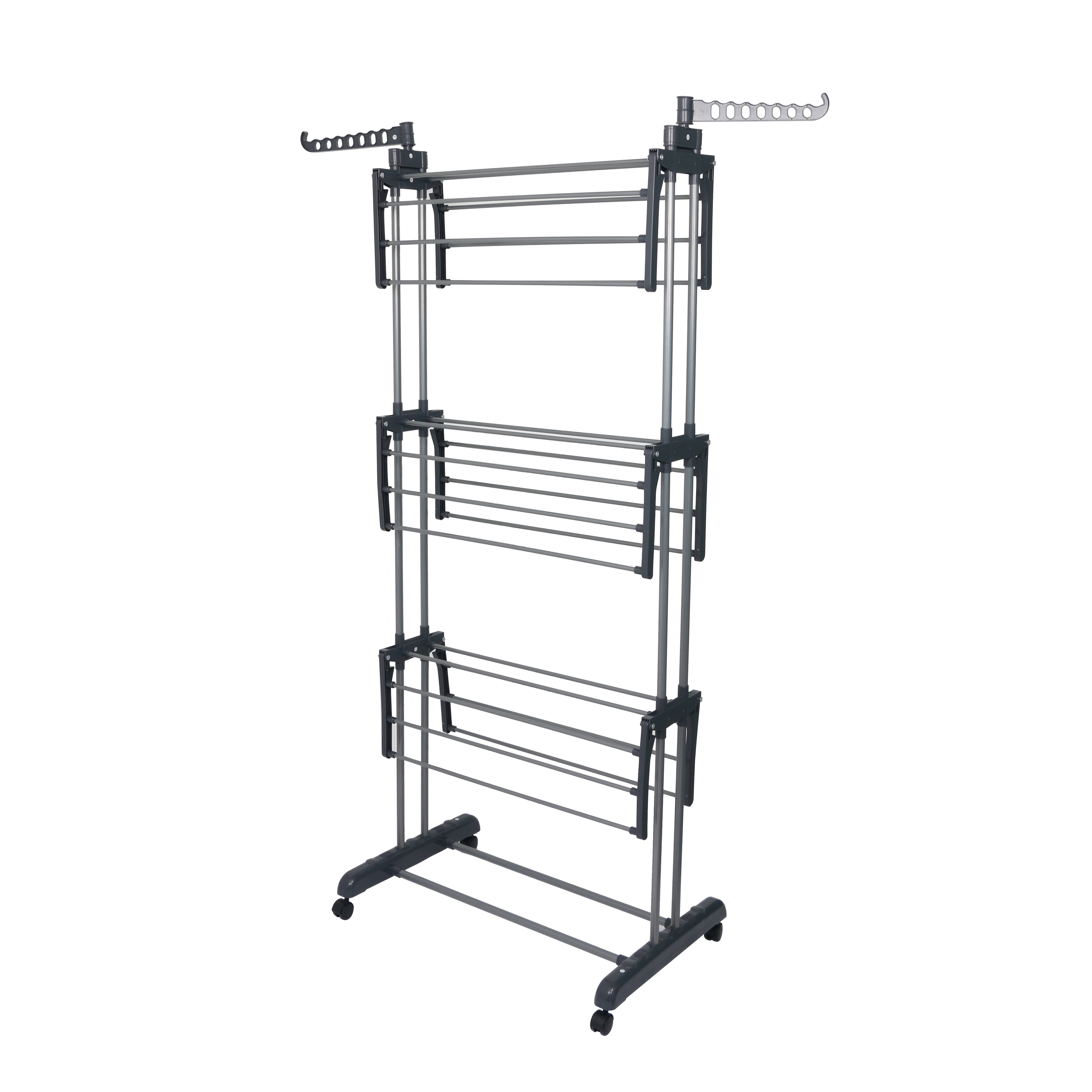 Cheap Moveable 4-Tier Cloth Drying Rack Foldable Metal Cloth Airer Clothes Dryer Rack