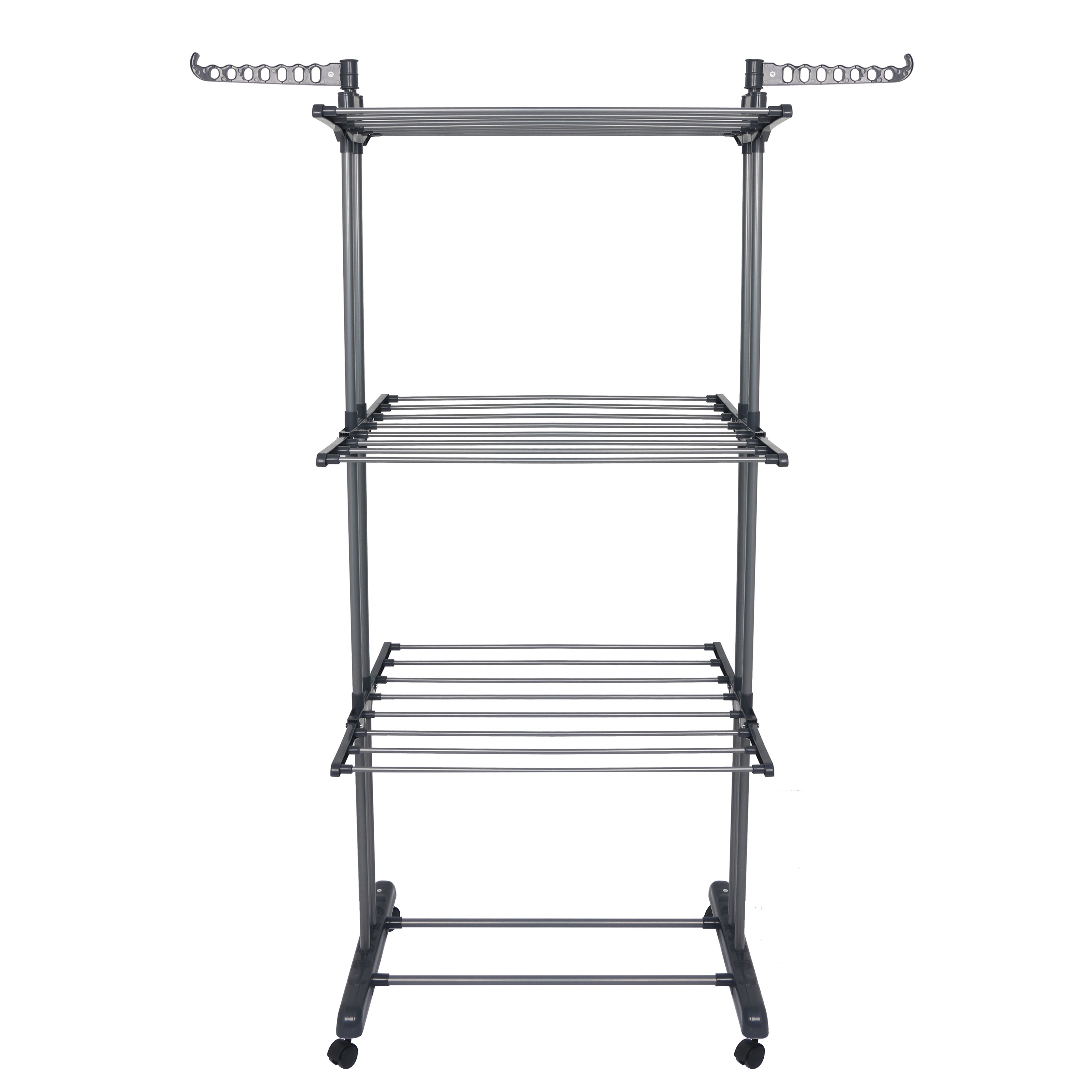 Cheap Moveable 4-Tier Cloth Drying Rack Foldable Metal Cloth Airer Clothes Dryer Rack