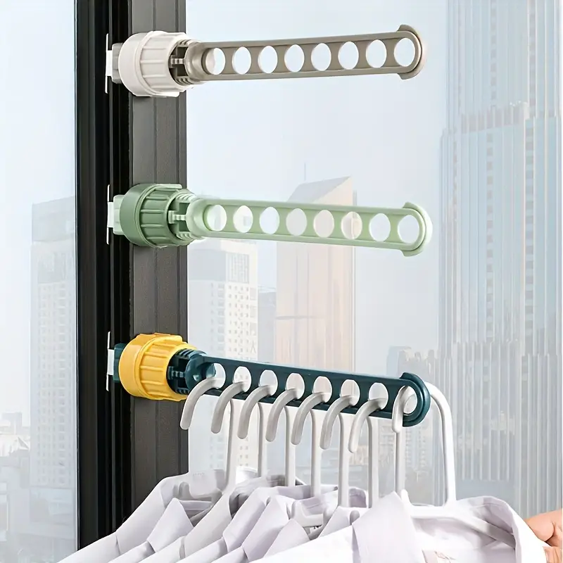 Portable 8 Hole Indoor Clothes Drying Rack Balcony Window Multifunctional Clothes Hanger Travel Portable Sun Rack