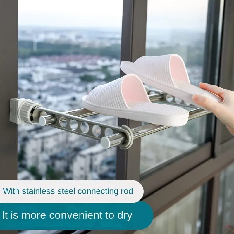 Portable 8 Hole Indoor Clothes Drying Rack Balcony Window Multifunctional Clothes Hanger Travel Portable Sun Rack