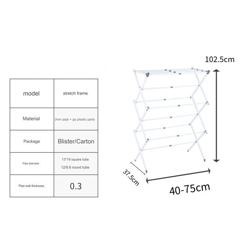 White Retractable Stand Foldable Alloy Steel Clothes Drying Collapsible Laundry Rack Multifunctional Design Living Room Standing