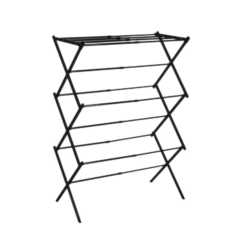 White Retractable Stand Foldable Alloy Steel Clothes Drying Collapsible Laundry Rack Multifunctional Design Living Room Standing