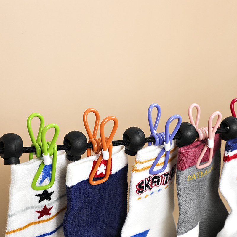 Portable Clothesline with 12 Clothespins-Travel Clothesline Stretchy Retractable Elastic Clothes Line for Backyard Balcony
