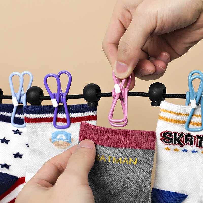 Portable Clothesline with 12 Clothespins-Travel Clothesline Stretchy Retractable Elastic Clothes Line for Backyard Balcony