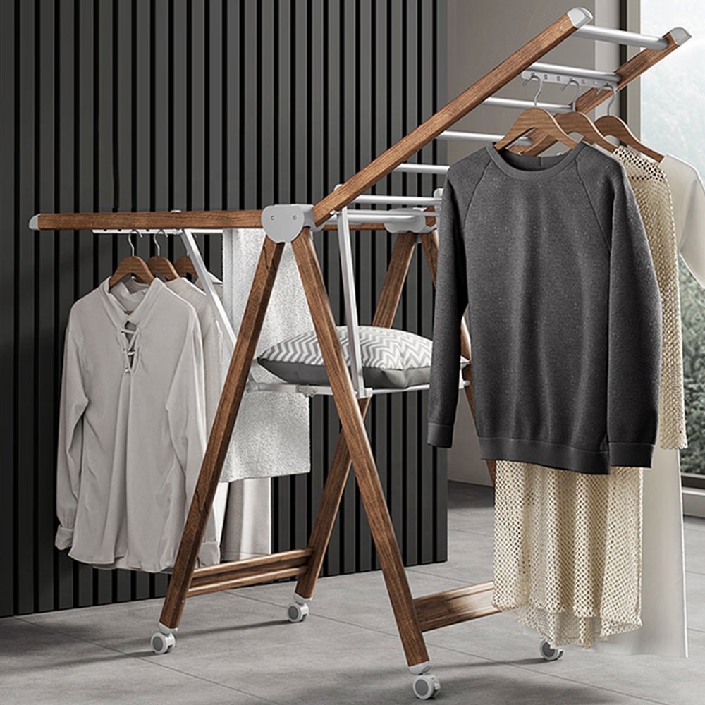 Large Heavy Duty Telescopic Clothes Rack Folding Clothes Drying Rack