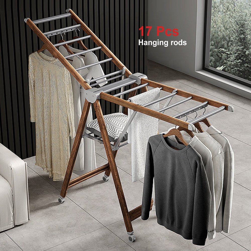 Large Heavy Duty Telescopic Clothes Rack Folding Clothes Drying Rack