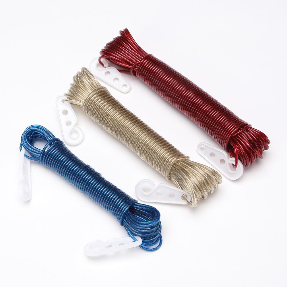 High Quality & Extra Strong Clothes Line Steel Core Laundry PVC Cloth Line Rope Outdoor Clothes Hanging Clothesline