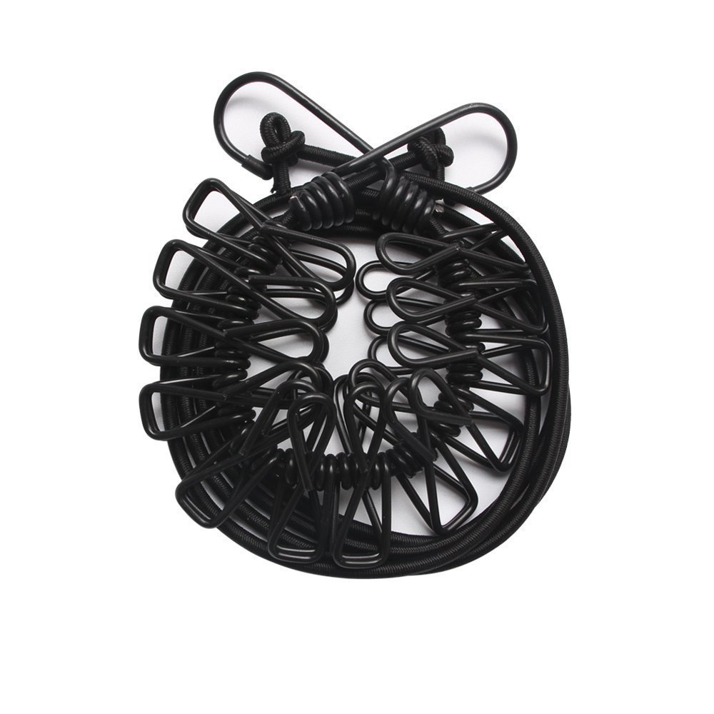 Wholesale Colorful Elastic Clothesline Creative Portable Outdoor Clothesline Household 12 Clips Windproof Drying Rope