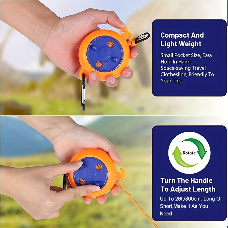 Portable Travel Clothesline Adjustable Camping Clothesline Outdoor travel indoor retractable perforation-free convenient