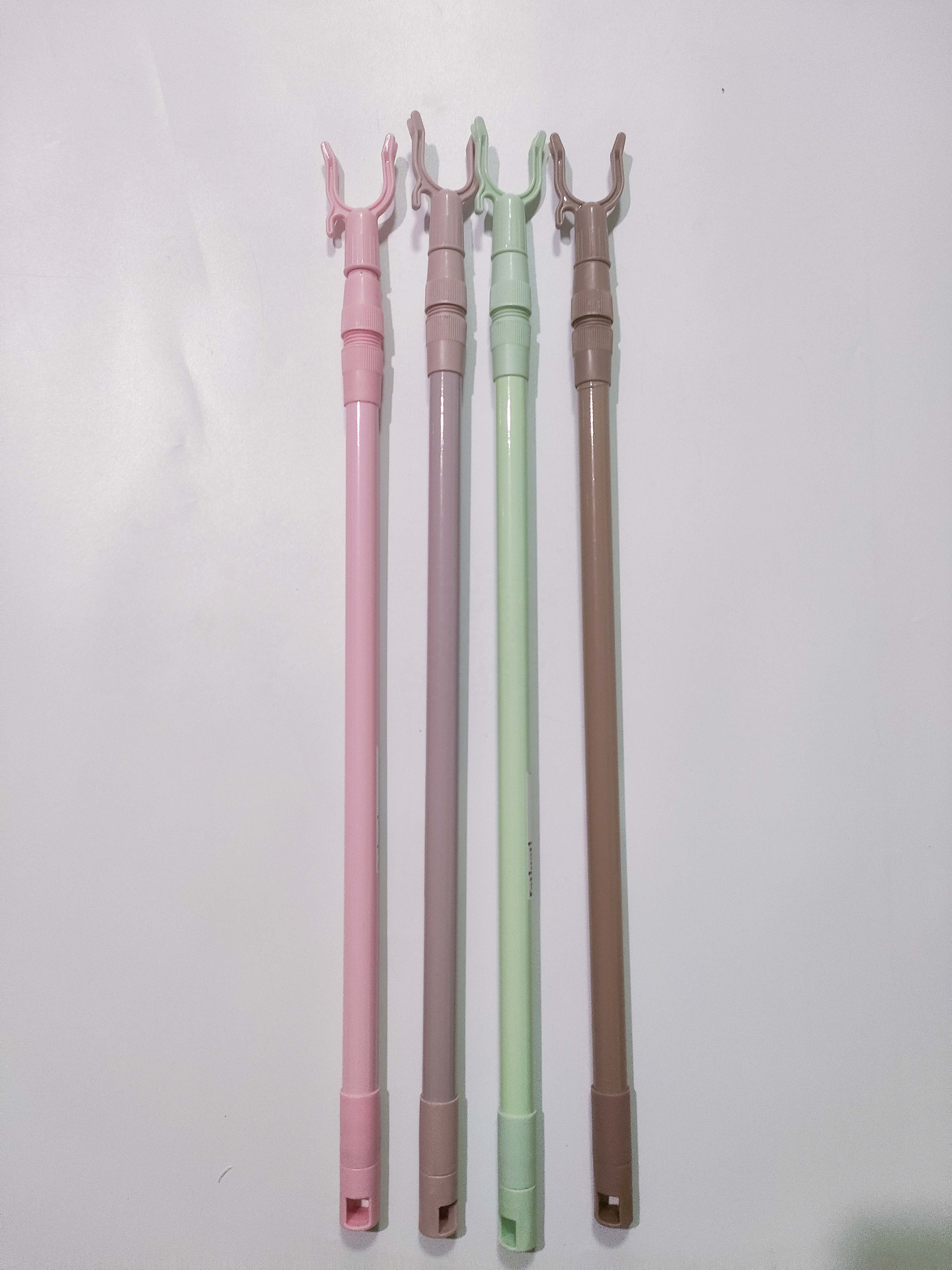 Many Colors High Wall Reach Pole Retractable Garment Clothes Hanger Fork/Metal Telescopic Clothes Forks