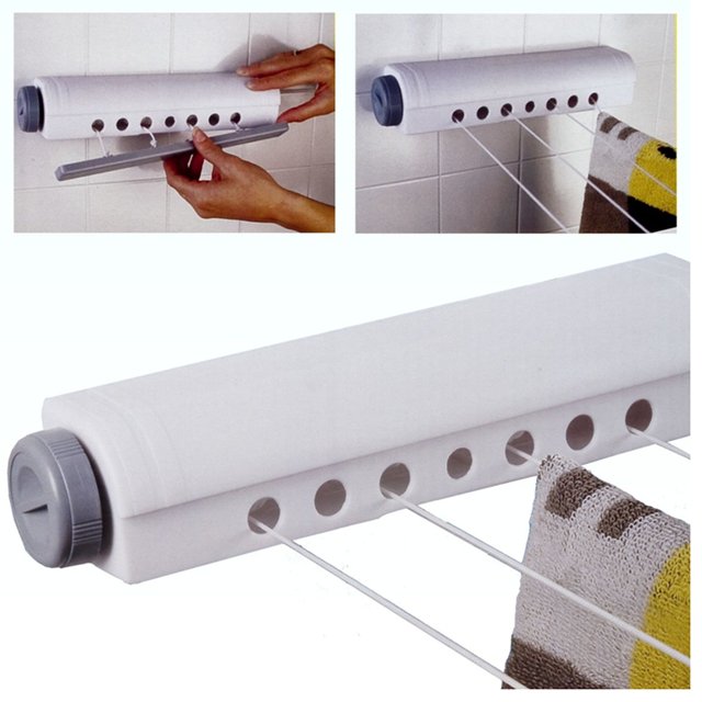 JH-1103 Hanging Wet Dry Laundry Inside Outside Space Saving Adjustable Retractable Clothesline 5 Line laundry line