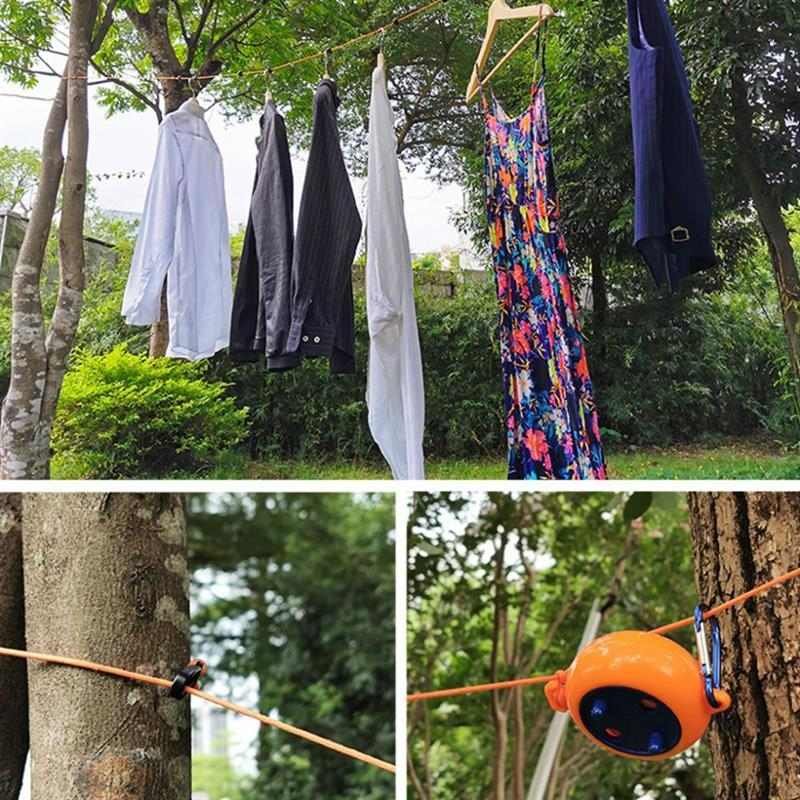 Anti-slip Clothesline Portable Laundry Drying Rope Outdoor/Househeld Clothes Line Windproof Retractable Cord for Hotel Camping