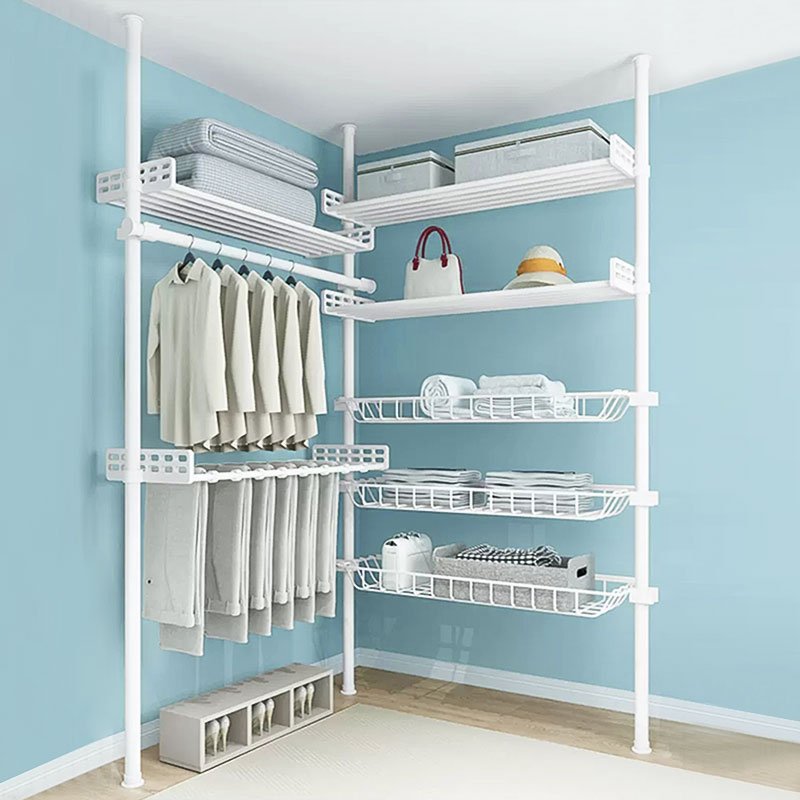 DIY Combination Wardrobe Clothes Rack Metal Garment Racks Bedroom Small Standing Heavy Duty Clothes Racks For Hanging Clothes