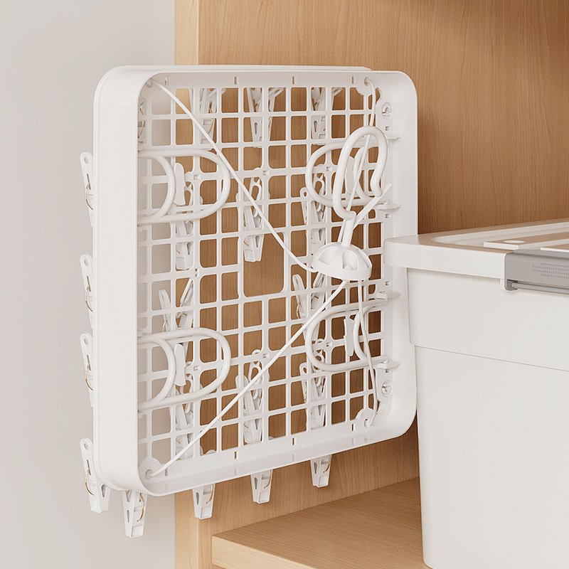 Square Plastic Hanging Clothes Drying Rack With 24 Clips