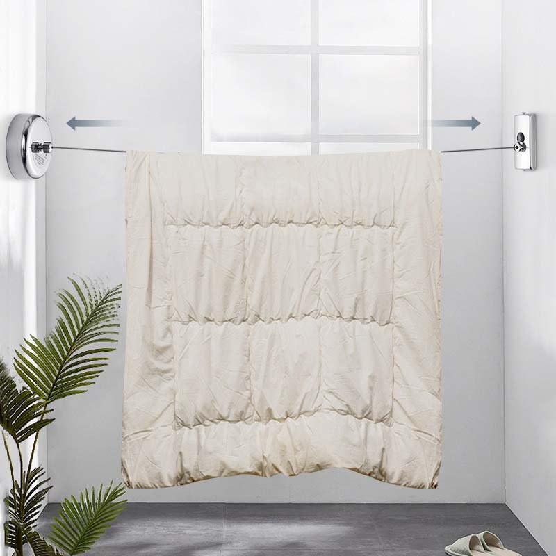 Stainless Steel Indoor Retractable Clothesline with Flexible Pulley Wall-mounted Clothing Rack Includes Metal Components