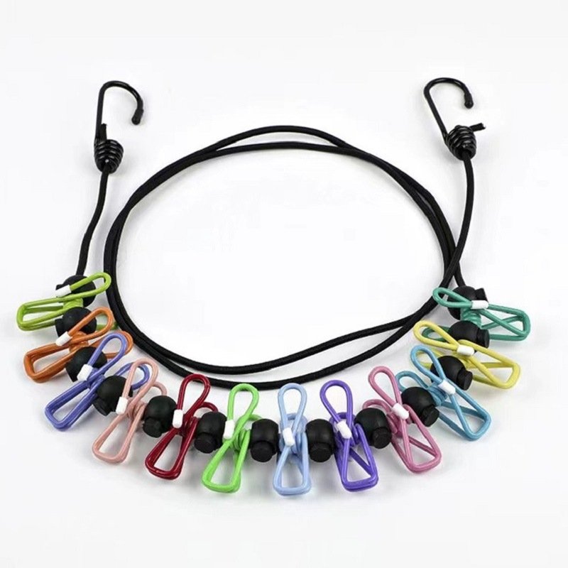 Retractable Portable Clothesline for Travel Adjustable clothesline with 12 Clothes Clips, for Indoor Outdoor Laundry Drying line