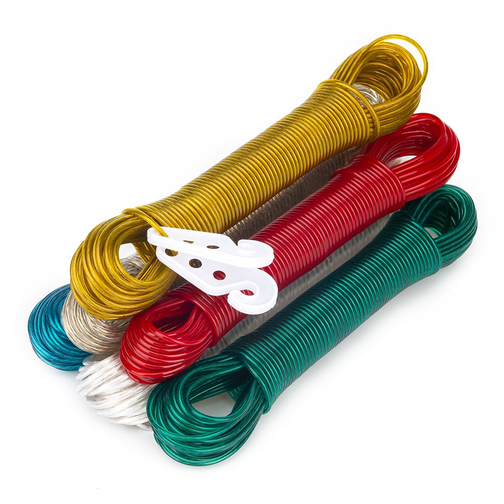 hot selling colorful portable washing line plastic pvc wire core clothesline