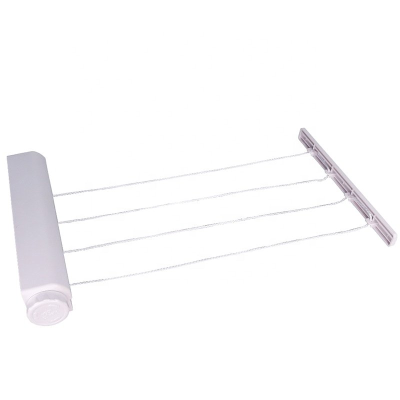 Hot selling ABS 4 line retractable washing line clothesline for balcony clothes line with 4 hooks wall mounted