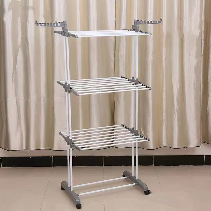 New Model Fashion Stainless Steel Indoor Multi-Functional Organizer Foldable Towel Rack With Plastic For Bathroom Clothes Drying