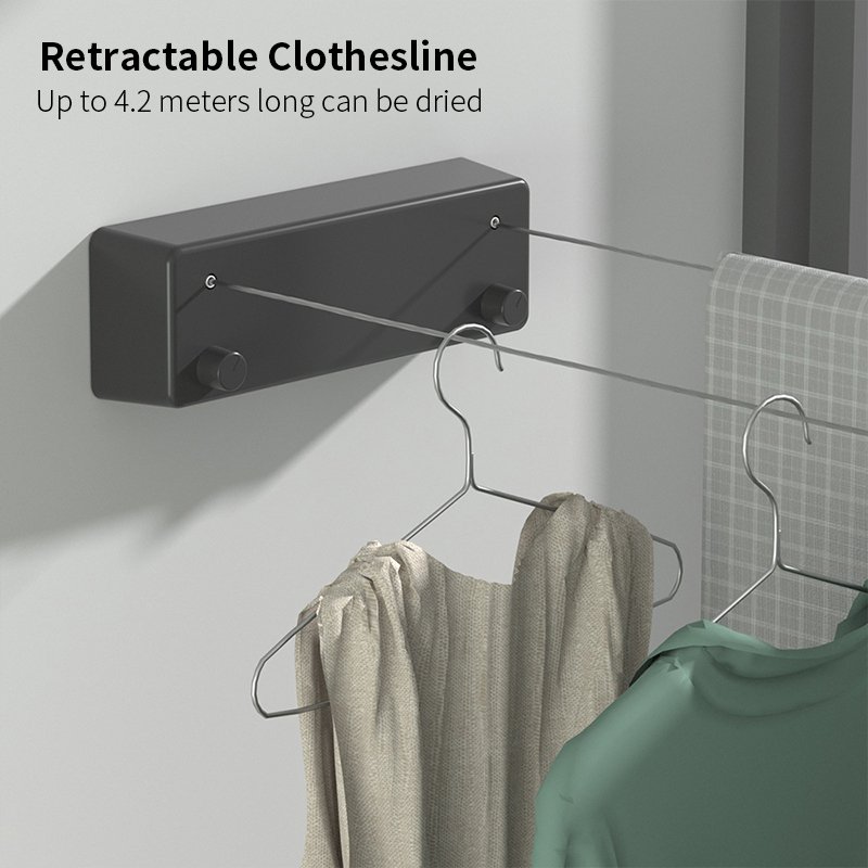 Retractable Convenient Wall Mounted Multi-functional Clothesline Rebounds Slowly