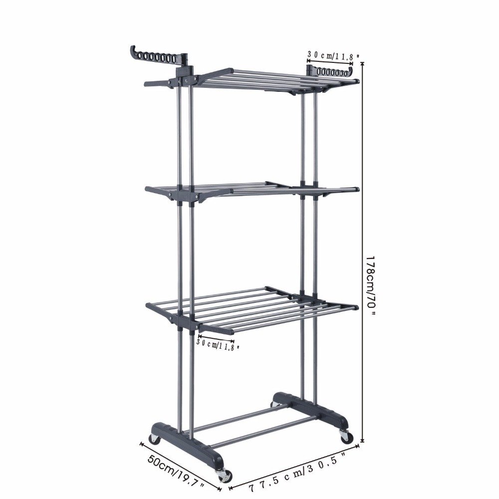 Foldable 3 Layers Clotheslines Drying Rack Laundry Clothes Hanger