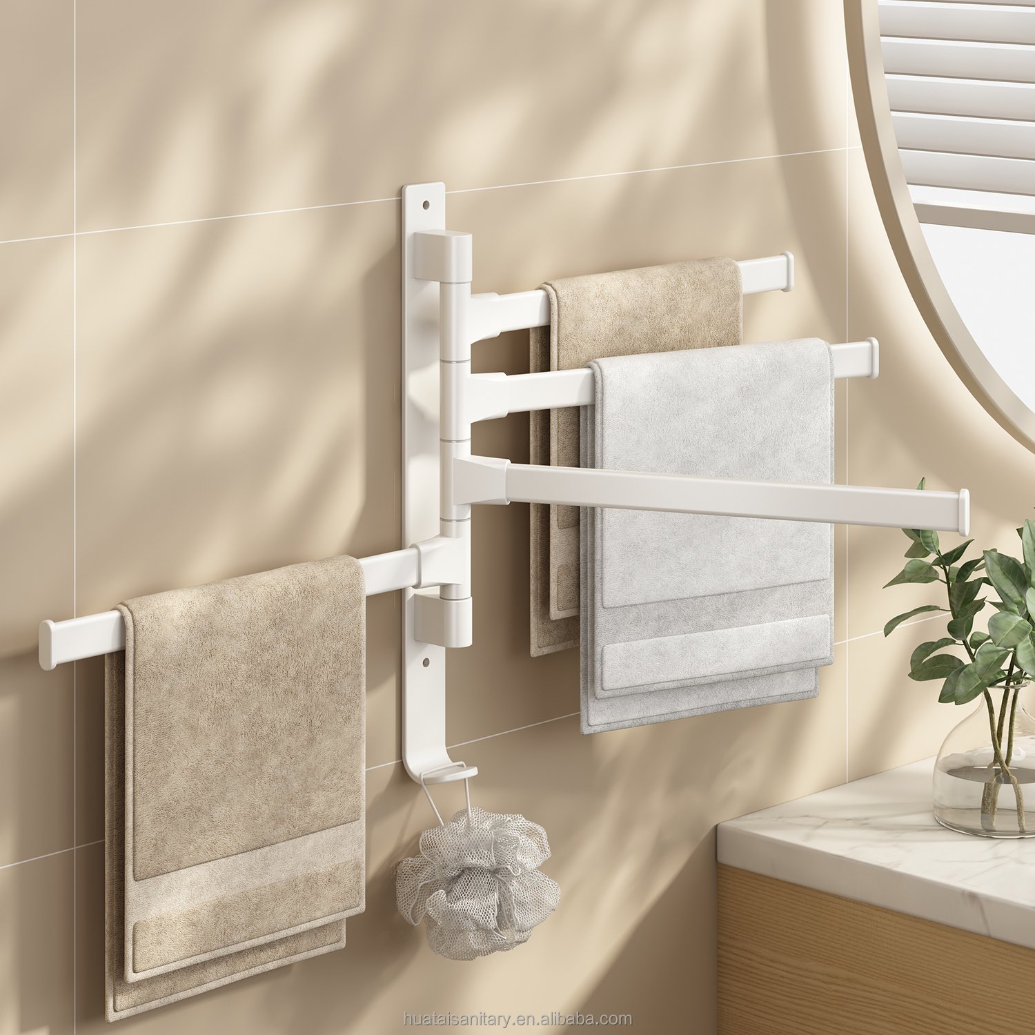 Folding Clothes Hanger Wall Mount Retractable Cloth Drying Rack Space Saving Aluminum Home Laundry Clothesline washing lines