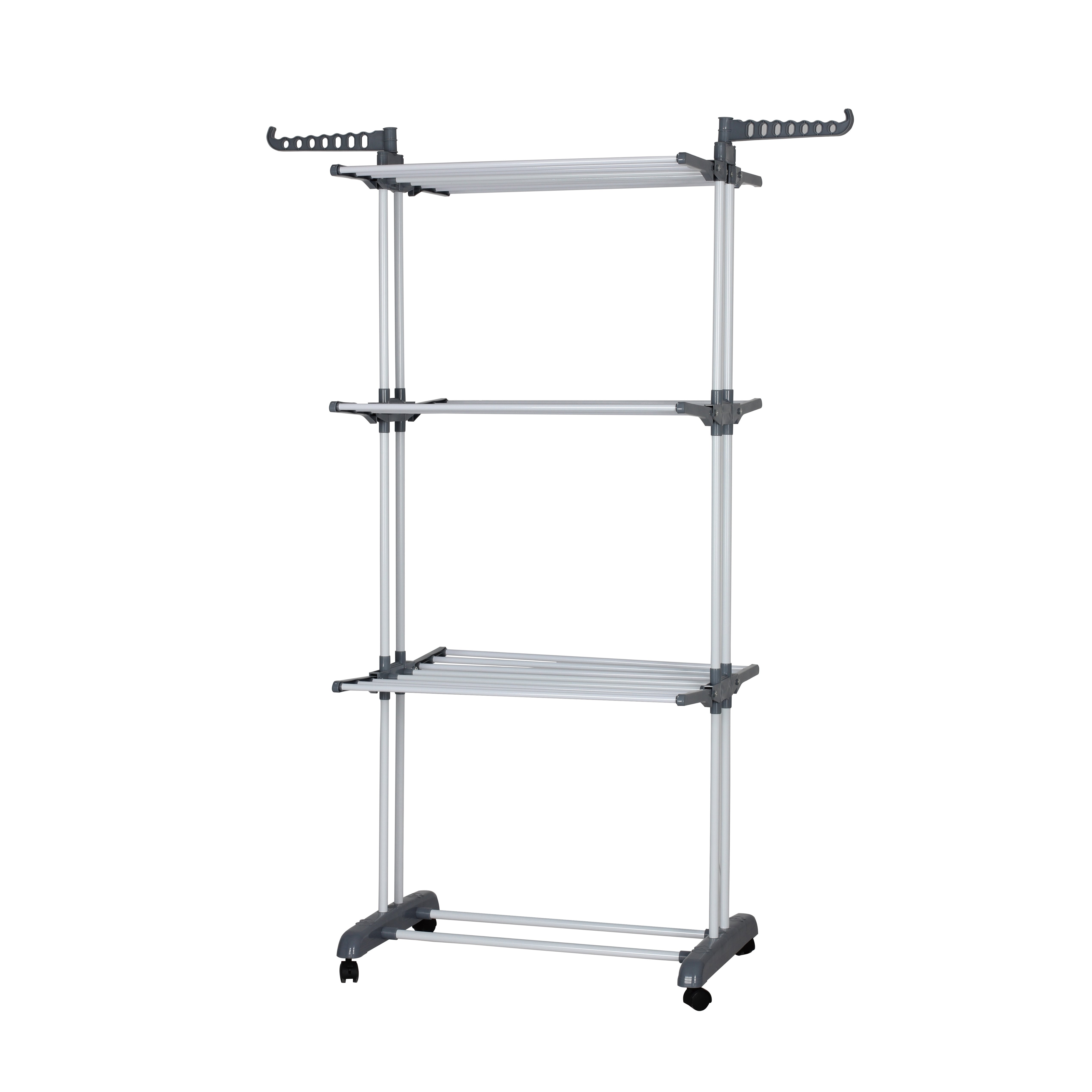 4 Tier Stand Hanger Rack With Wheels Foldable Laundry Rack Clothes Airer Dryer Rack