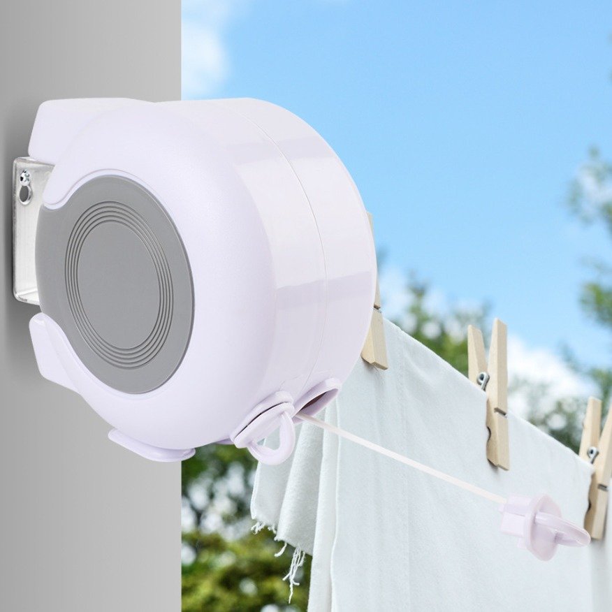 DS3651 Heavy Duty Clothes Drying Laundry Line Wall Mounted Drying Rack Indoor Outdoor Clothes Line Retractable Clothesline