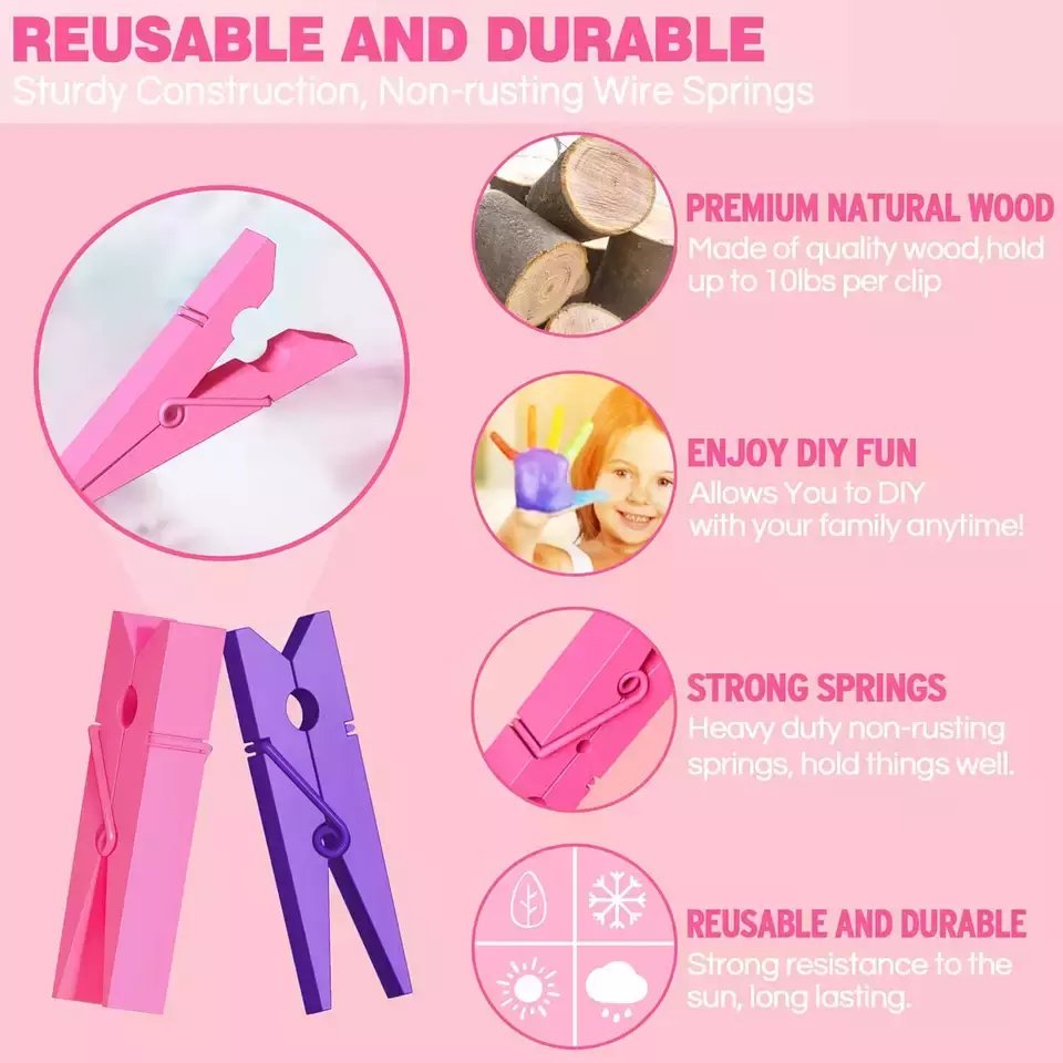Natural wood Strong Grip Holder to Dry Laundry Clothesline Hanging Rack Bag Clips Crafts Photos Wooden Clothespins Clothes pins