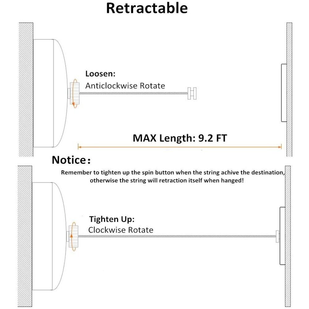 Retractable Clothesline Clothing Line Dryer Adjustable Nylon Core for Hanging Drying Shower Room Bathroom Laundry Hotel Outdoor