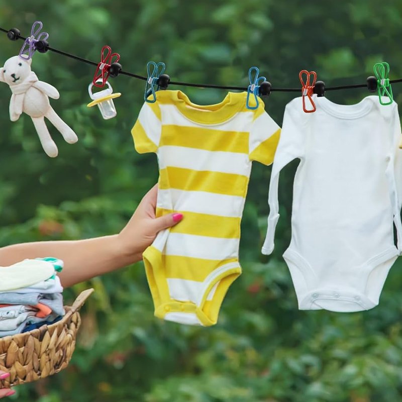 Portable Retractable Dormitory Clothesline Outdoor Clothes Line Travel Camping Clothing Line With Clothes Clip
