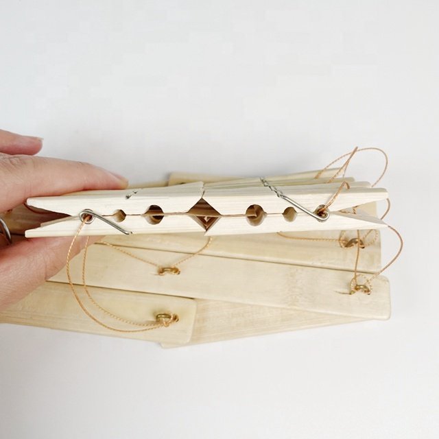 Heavy Duty Outdoor with String Wooden Bamboo pegs Clothespins for Crafts and Hanging Clothes on Clothesline Laundry