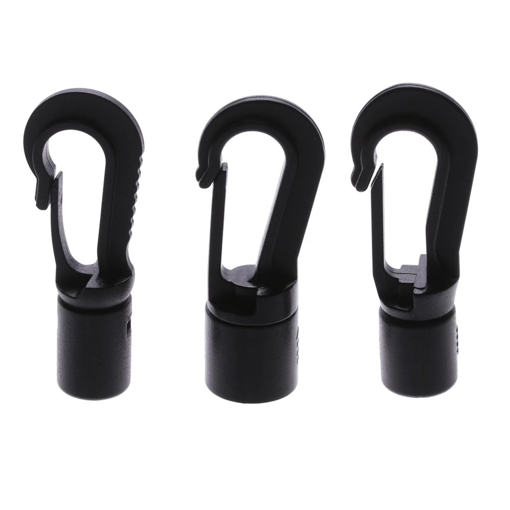 Plastic Bungee Shock Tie Cord Ends Rope Buckles Safe Lock Kayak Fishing Canoe Clothesline Hooks POM Snap Hook Clip