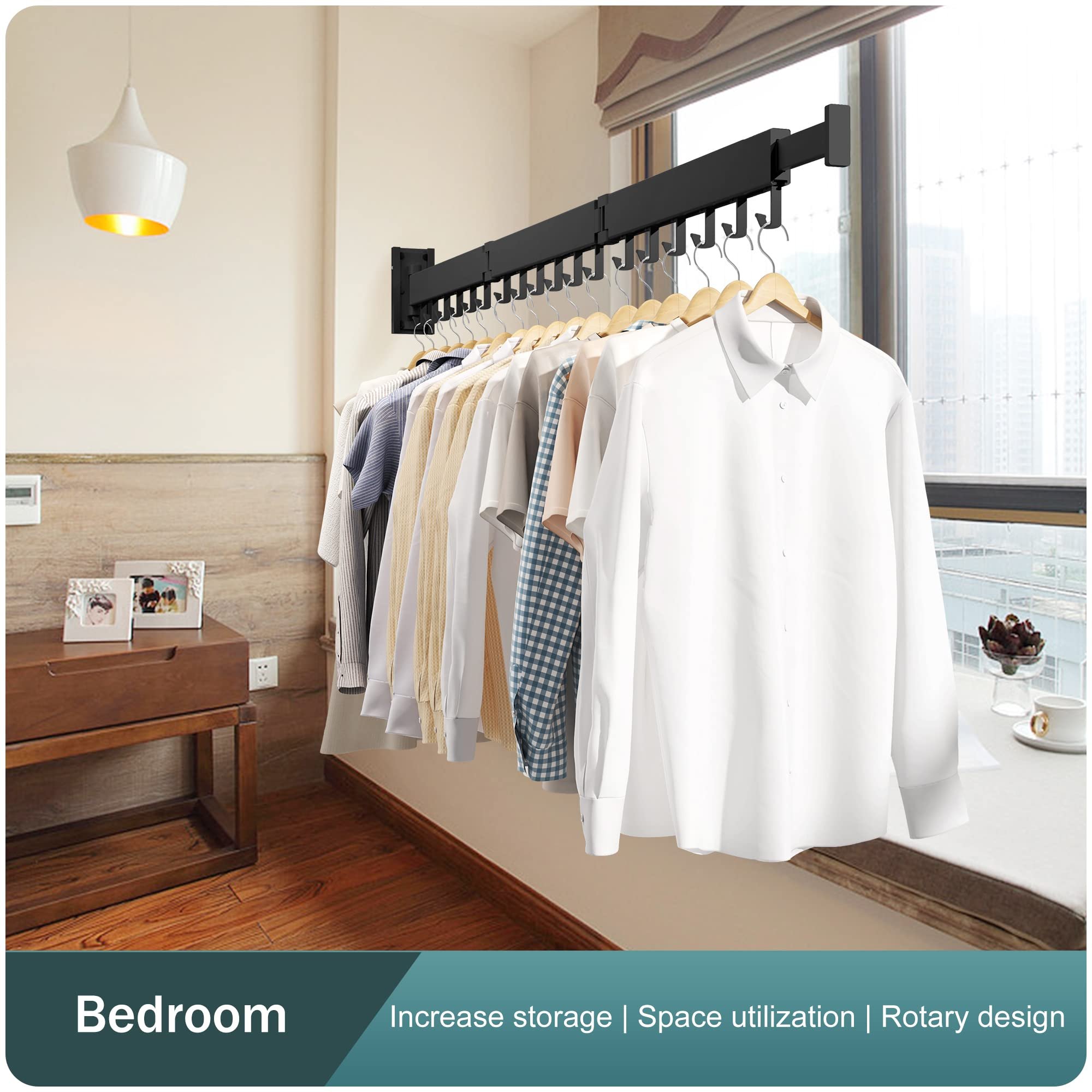 Clothesline Wall mounted Laundry drying rack Retractable Foldable clothes hanger