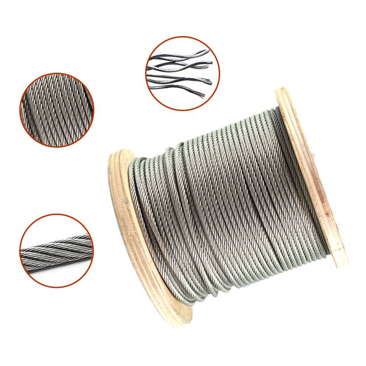 304 316 SS Stainless Steel 1x7 7x7 1x19 7x19 Wire Rope With Nylon PVC Plastic Coating 1.0mm-4.0mm For Clothesline