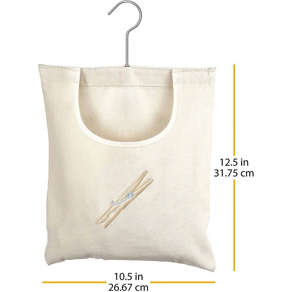 Cotton Canvas Clothespin Bag Hanging Clothes Pin Peg Holder Storage Bag Natural Foldable Customized Logo Square American Style