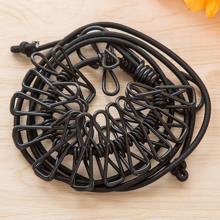 New Arrival 12 clip fixed clothes drying racks , outdoor travel portable Metal retractable clothesline with clip