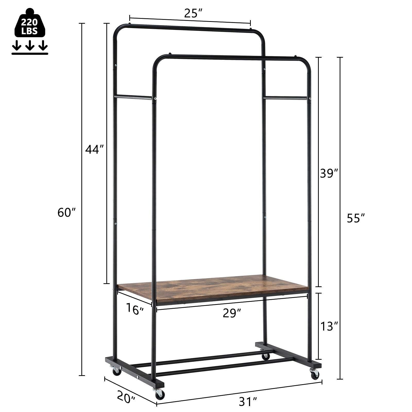 Hanging Clothes Rolling Clothing Rack Rustic Clothing Drying Clothes Rack With Wheels