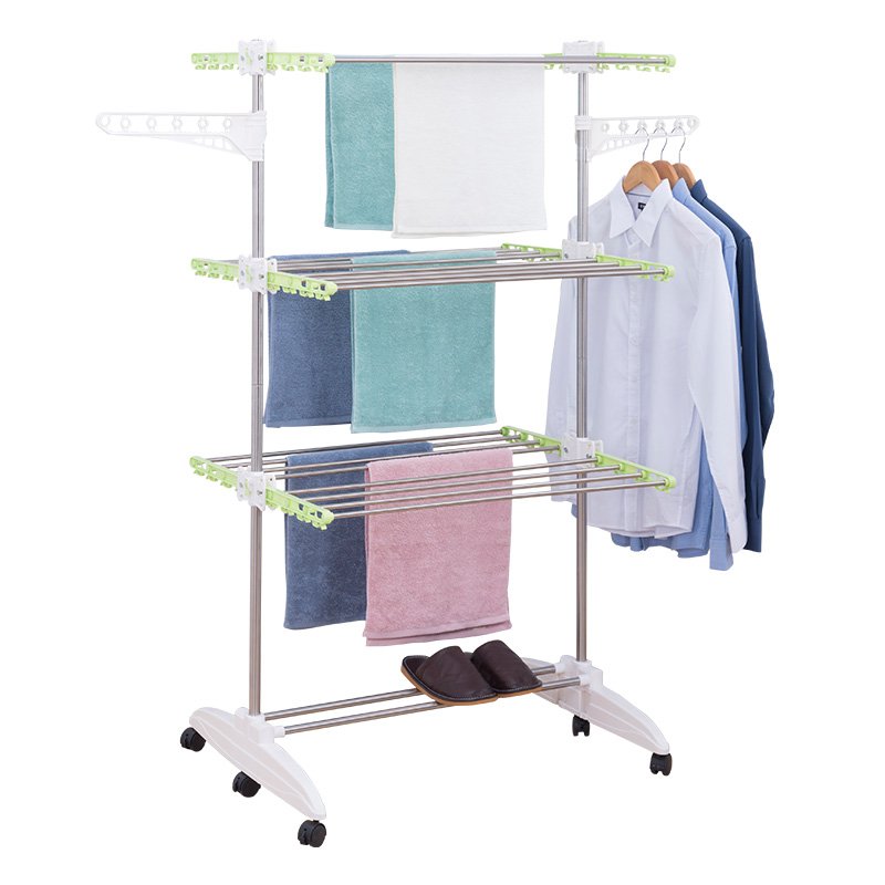 Indoor clothesline long hanging clothes shelves garment rack