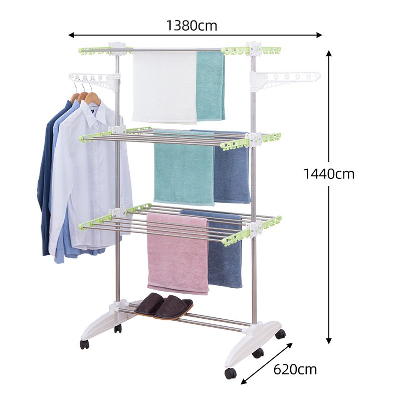 Indoor clothesline long hanging clothes shelves garment rack