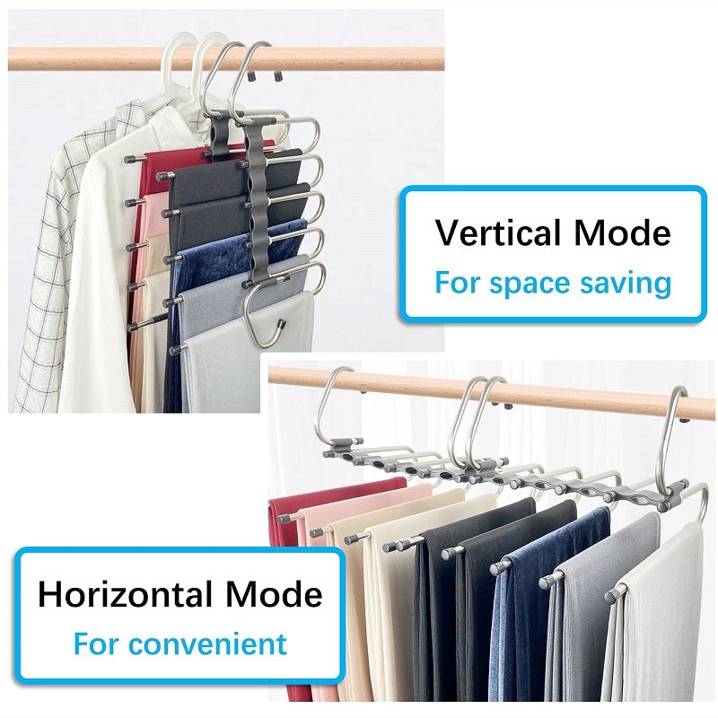 Multiple Pant Hangers Magic Pants Hangers Organizer Multifunctional Magic Foldable Clothes Hanger For Pants