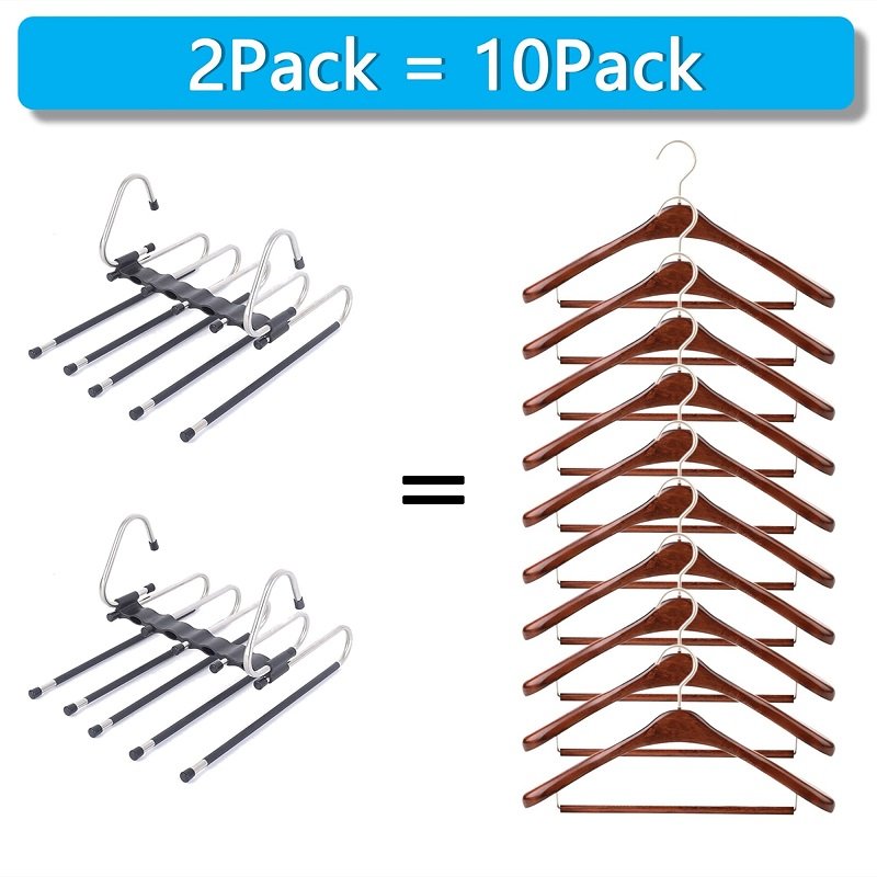 Multiple Pant Hangers Magic Pants Hangers Organizer Multifunctional Magic Foldable Clothes Hanger For Pants