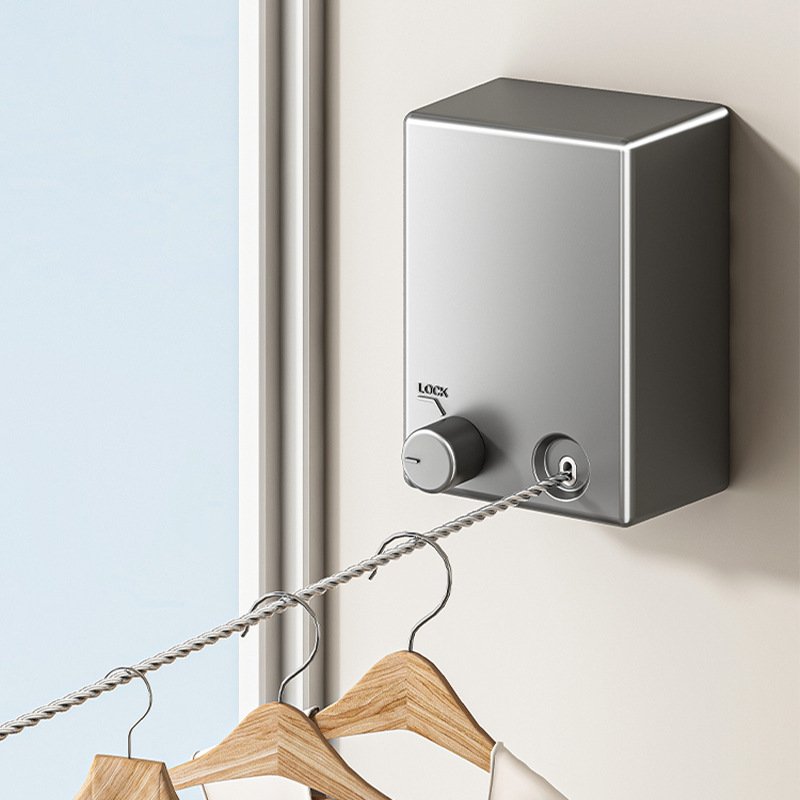 Invisible clothesline indoor no punch drying rack telescopic clothesline artifacts steel balcony bathroom Shrinkage drawing