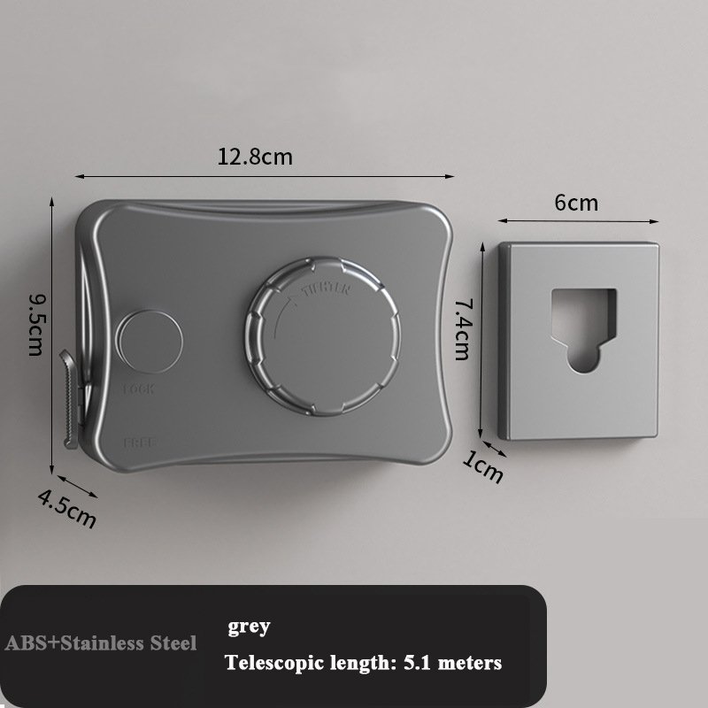 Retractable Clothesline Indoor Punch-free Balcony Wire Clothes Hanging Rope Bathroom Retractable Clothes Rack