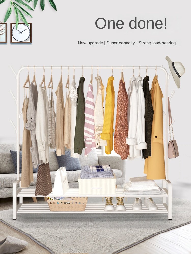 Simple Indoor Iron Clothes Rod Indoor Balcony Removable Folding Storage Hanger Drying Rack Bedroom Laundry Floor Household