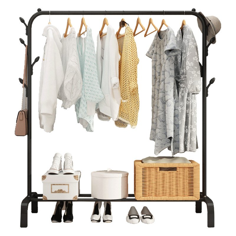 Simple Indoor Iron Clothes Rod Indoor Balcony Removable Folding Storage Hanger Drying Rack Bedroom Laundry Floor Household