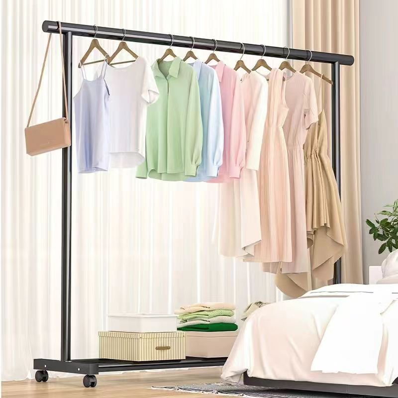 Simplistic Style Clothing Storage Rack Household Bedroom Freestanding Garment Rack Multifunctional Metal Clothing Rack.